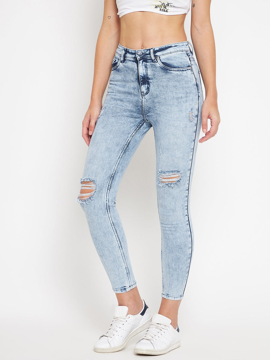 Buy Light Blue Skinny Fit Jeans For Women Online | Tistabene - Tistabene
